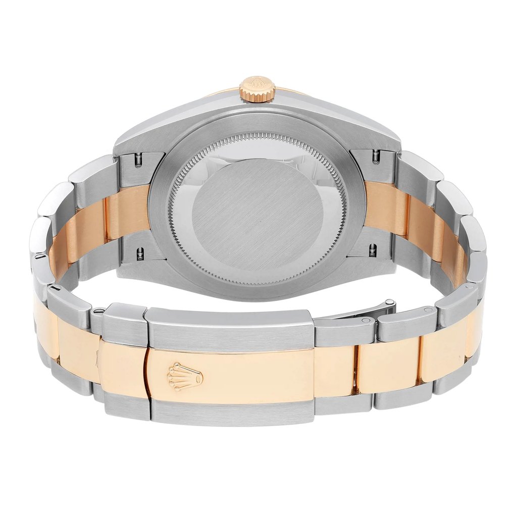 Back View Of Solid Back Case And Closed Stainless Steel,Gold Band Of Rolex 126333 Watch Unworn Condition