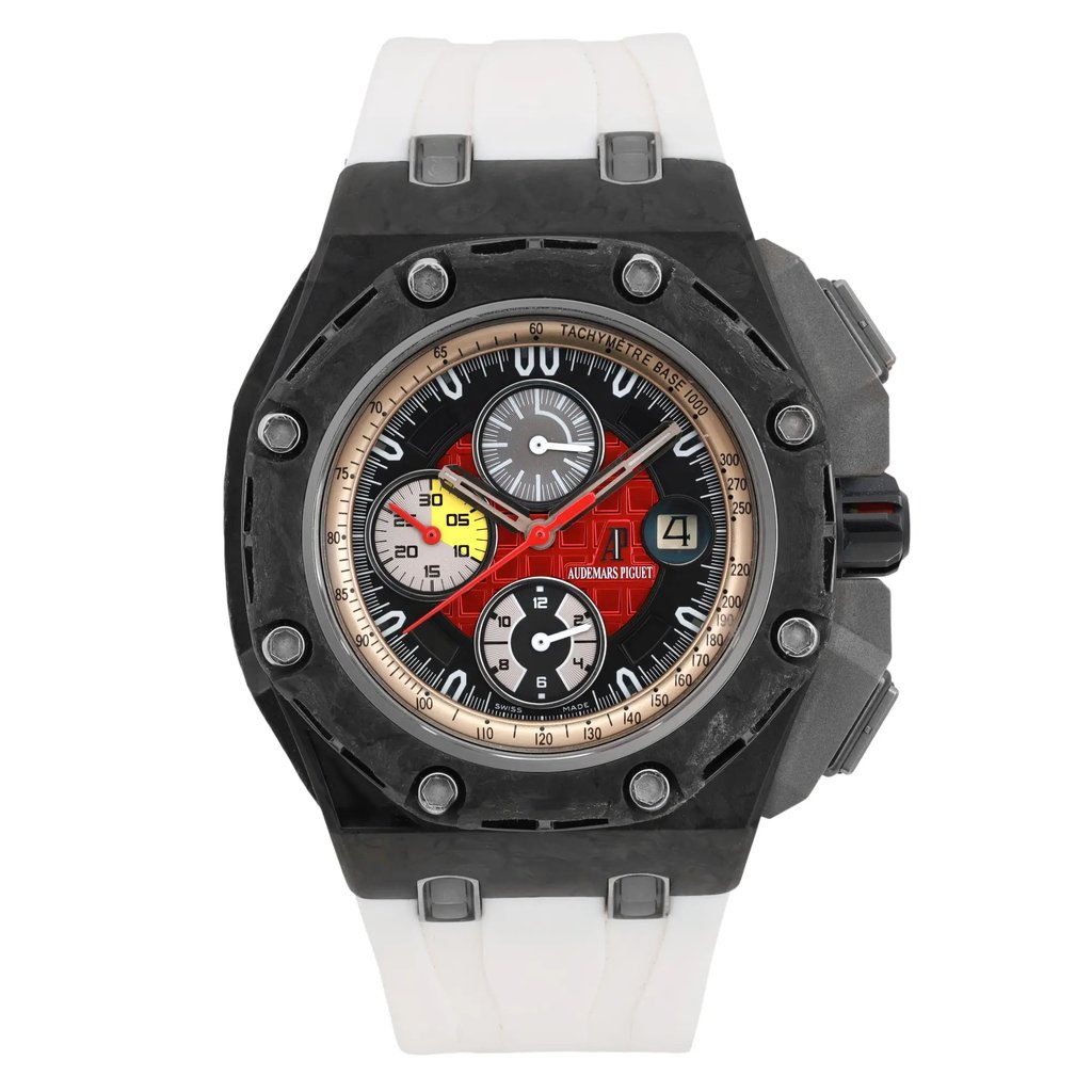 Front Full View Of Audemars Piguet 26290IO Carbon Fiber Watch Pre Owned Condition Good