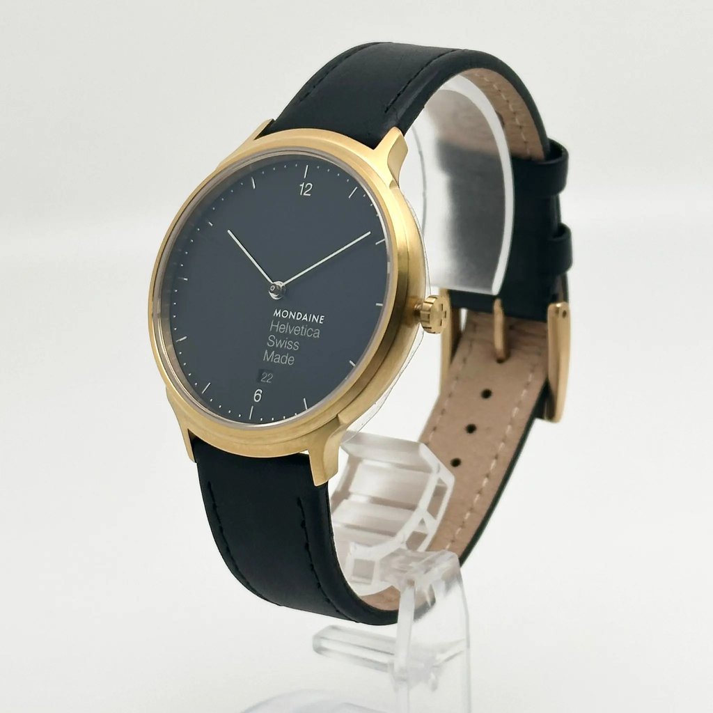 View Of Crown Facing Side Of Mondaine MH1.L2211.LB Stainless Steel Watch Display Model Condition