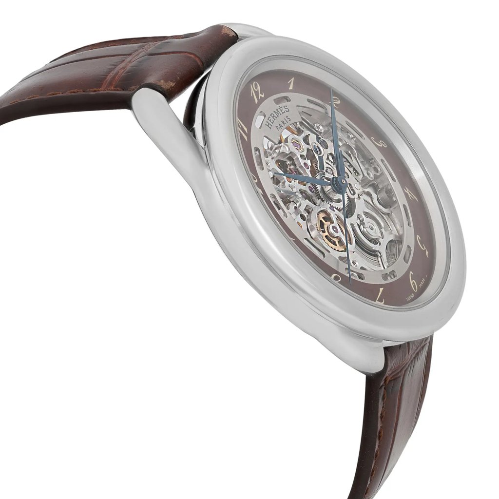 View Of Opposite Crown Facing Side Of Hermes AR6.710 Stainless Steel Watch Pre Owned Condition