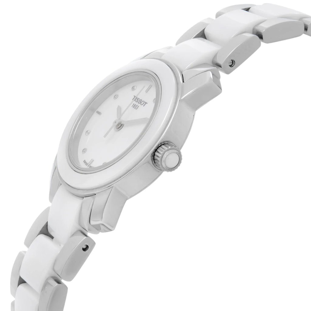 View Of Crown Facing Side Of Tissot T064.210.22.016.00 Stainless Steel Watch Display Model Condition