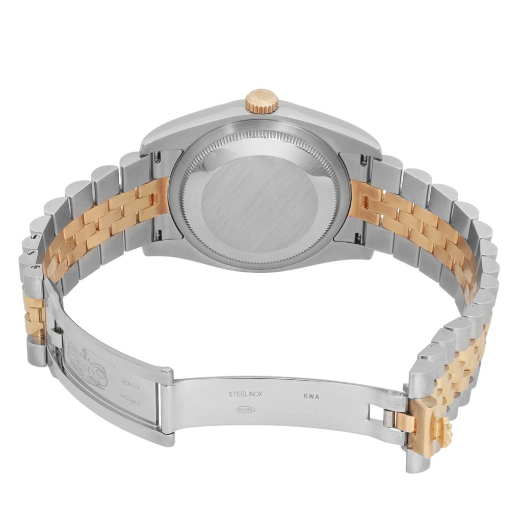 Back View Of Screwback Back Case And Open Stainless Steel,Yellow Gold Band Of Rolex 116233 Watch Pre Owned Condition