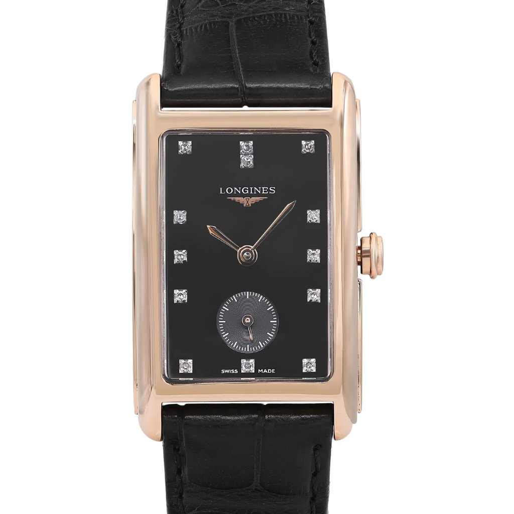 Up Close Front Facing Picture Of Longines L5.512.8.57.0 Rose Gold Watch Display Model Condition