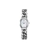 An image of a Wristwatch by Pulsar. This Pre Owned item is designed for Women, featuring a Dress/Formal style. It has a Quartz movement and an Analog display with a Mother Of Pearl dial color. The indices include Sticks & Numerals. The band is made of Stainless Steel and the case is made of Stainless Steel. The watch has a Oval shape with a case size of 18 mm and a case thickness of 7 mm.