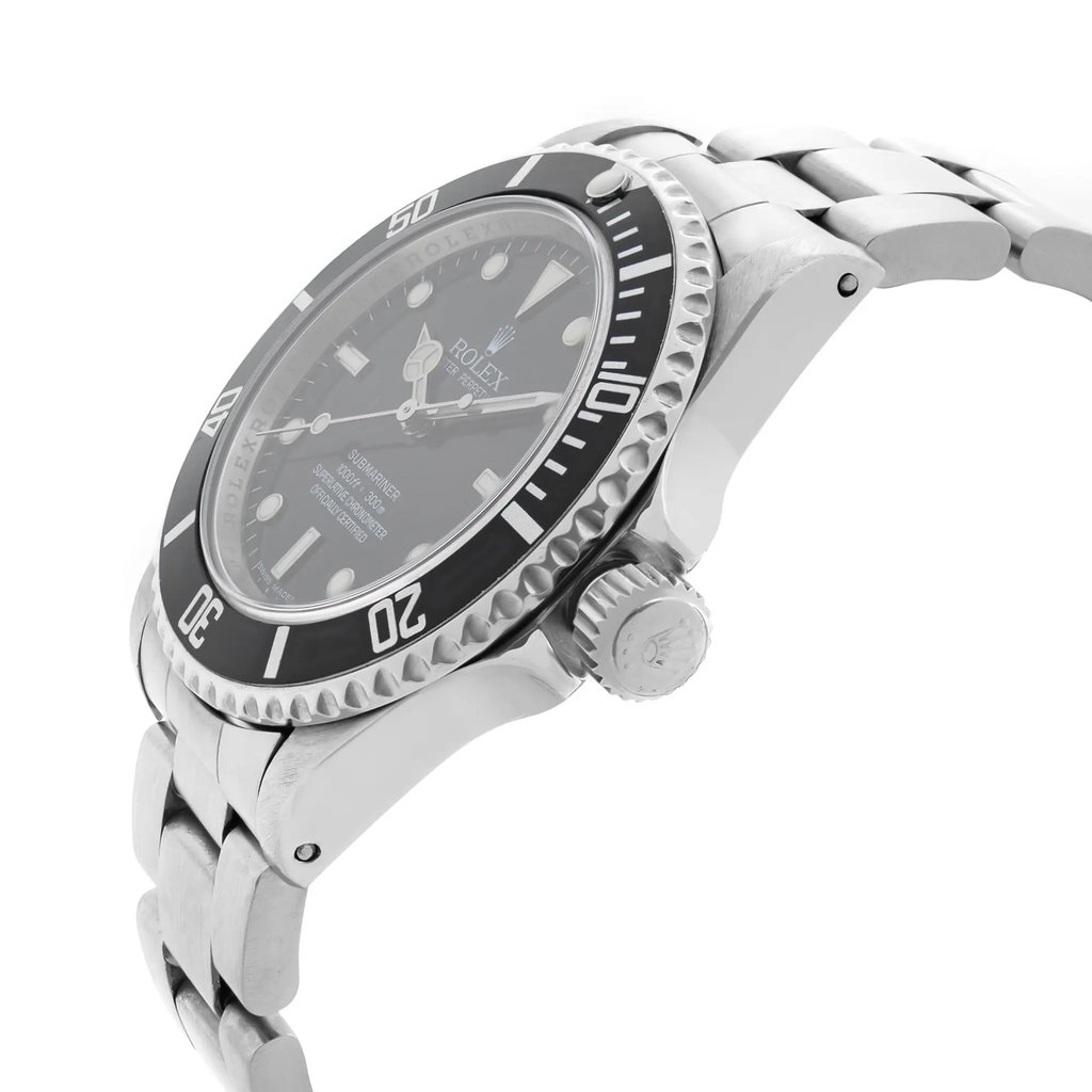 View Of Crown Facing Side Of Rolex 14060M Stainless Steel Watch Pre Owned Condition