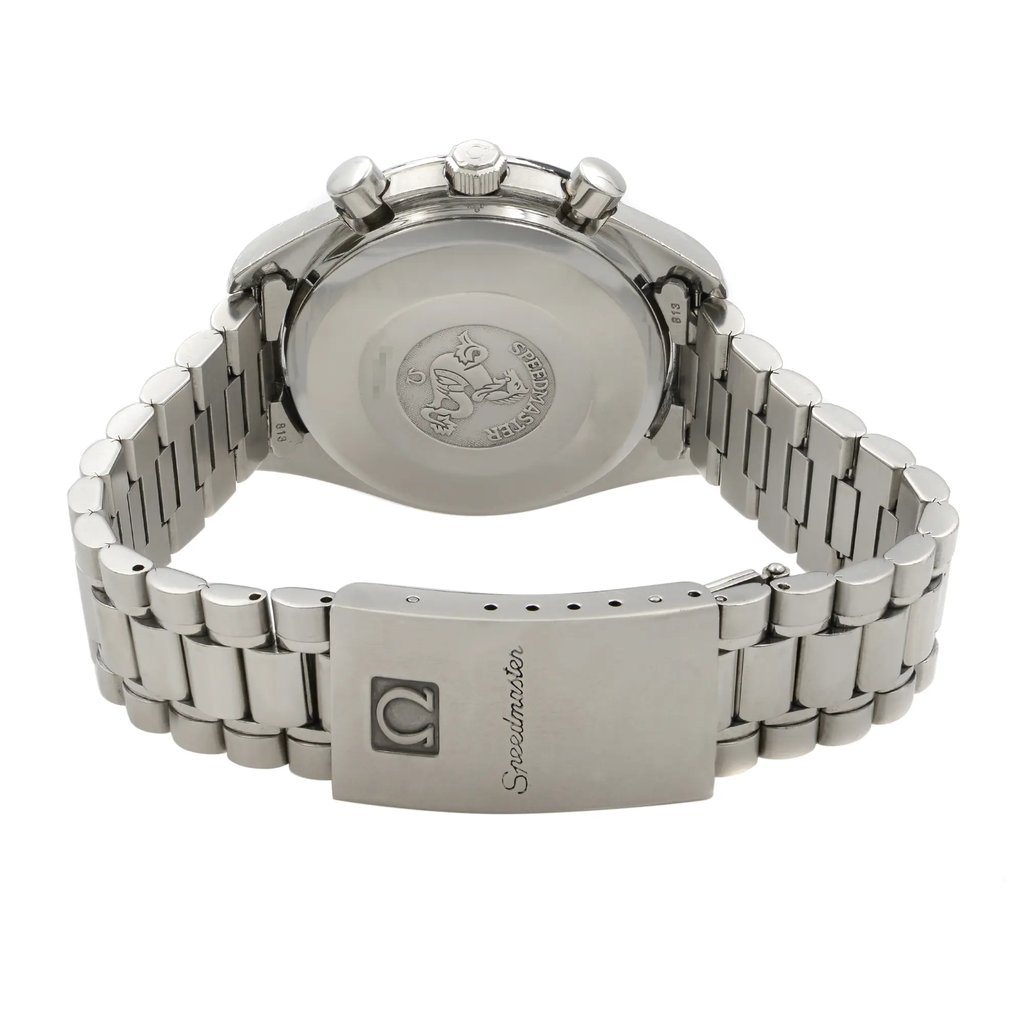 Back View Of Solid Back Case And Closed Stainless Steel Band Of OMEGA 3511.20.00 Watch Pre Owned Condition
