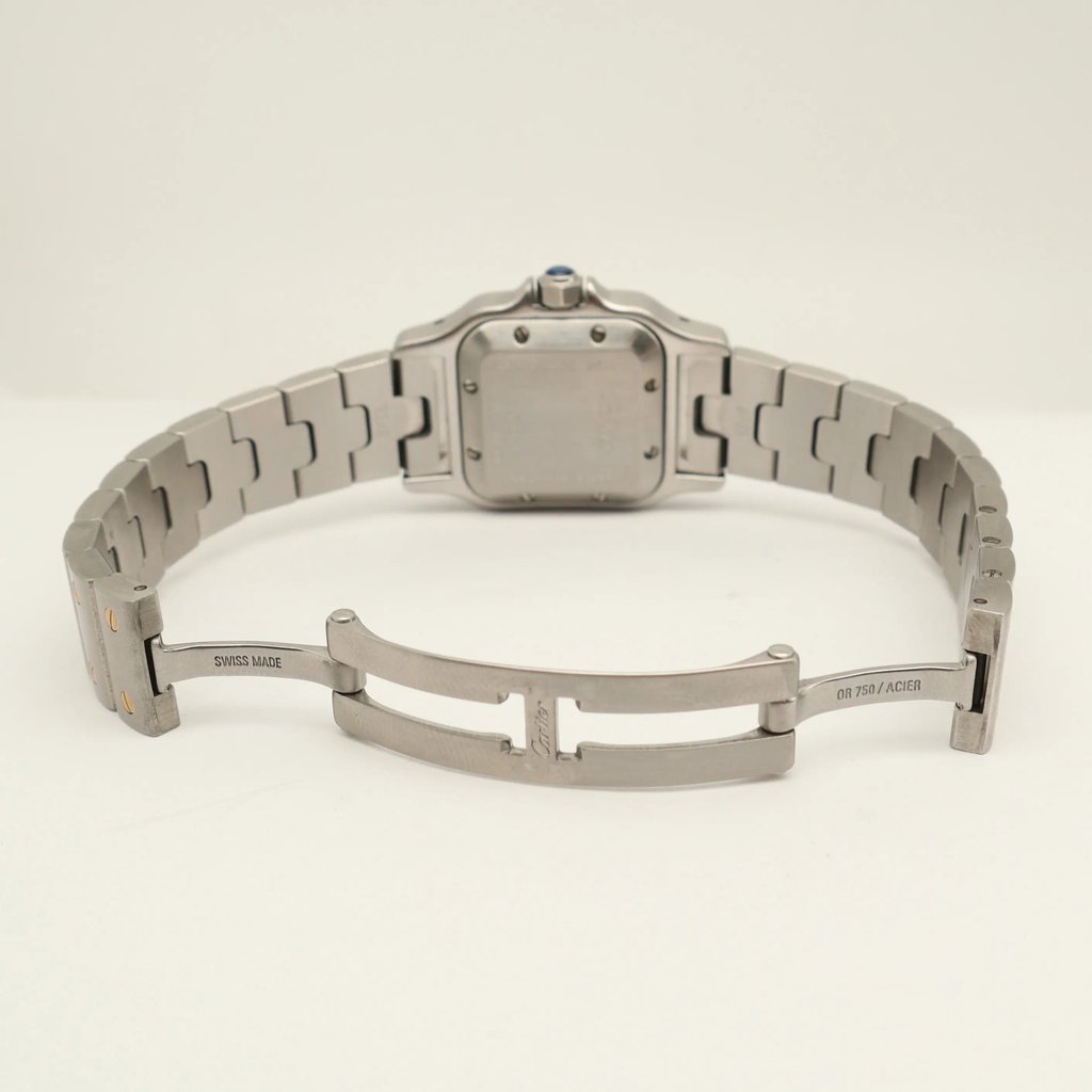 Back View Of Screwback Back Case And Open Stainless Steel,Yellow Gold Band Of Cartier 2423 Watch Pre Owned Condition