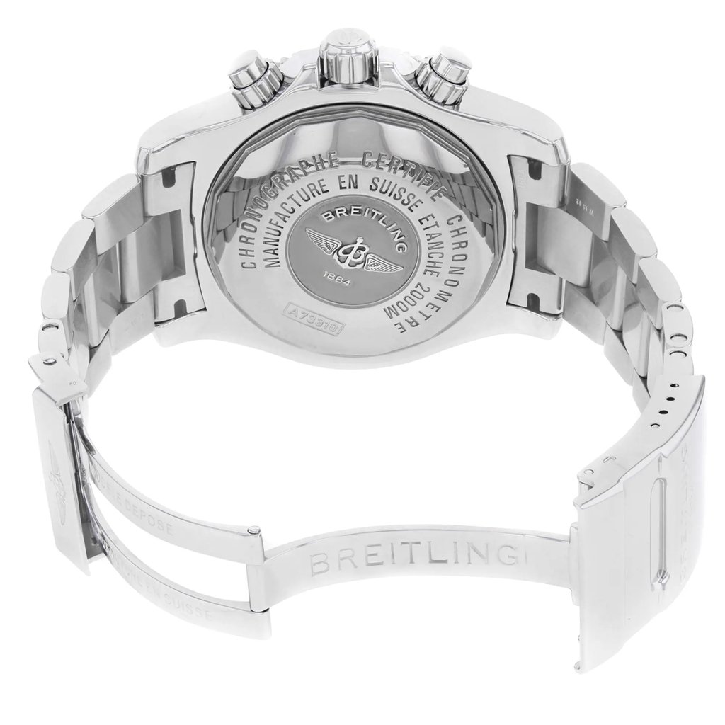 Back View Of {Caseback} Back Case And Open Stainless Steel Band Of Breitling A73310A8/BB74-160A Watch Pre Owned Condition
