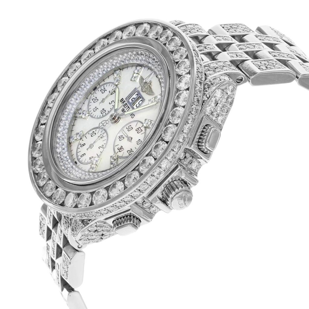 View Of Crown Facing Side Of Breitling A44355 Stainless Steel Watch Pre Owned Condition