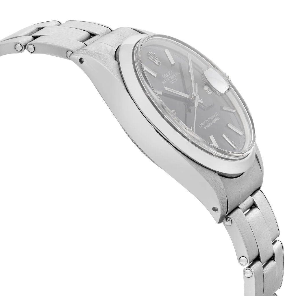 View Of Opposite Crown Facing Side Of Rolex 1500 Stainless Steel Watch Pre Owned Condition