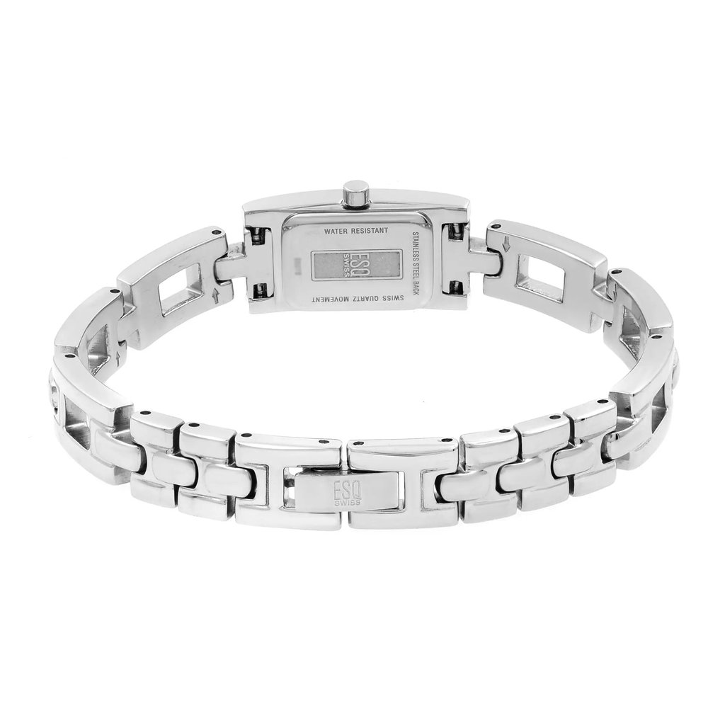 Back View Of Snap Back Case And Closed Stainless Steel Band Of ESQ 7100872 Watch Pre Owned Condition