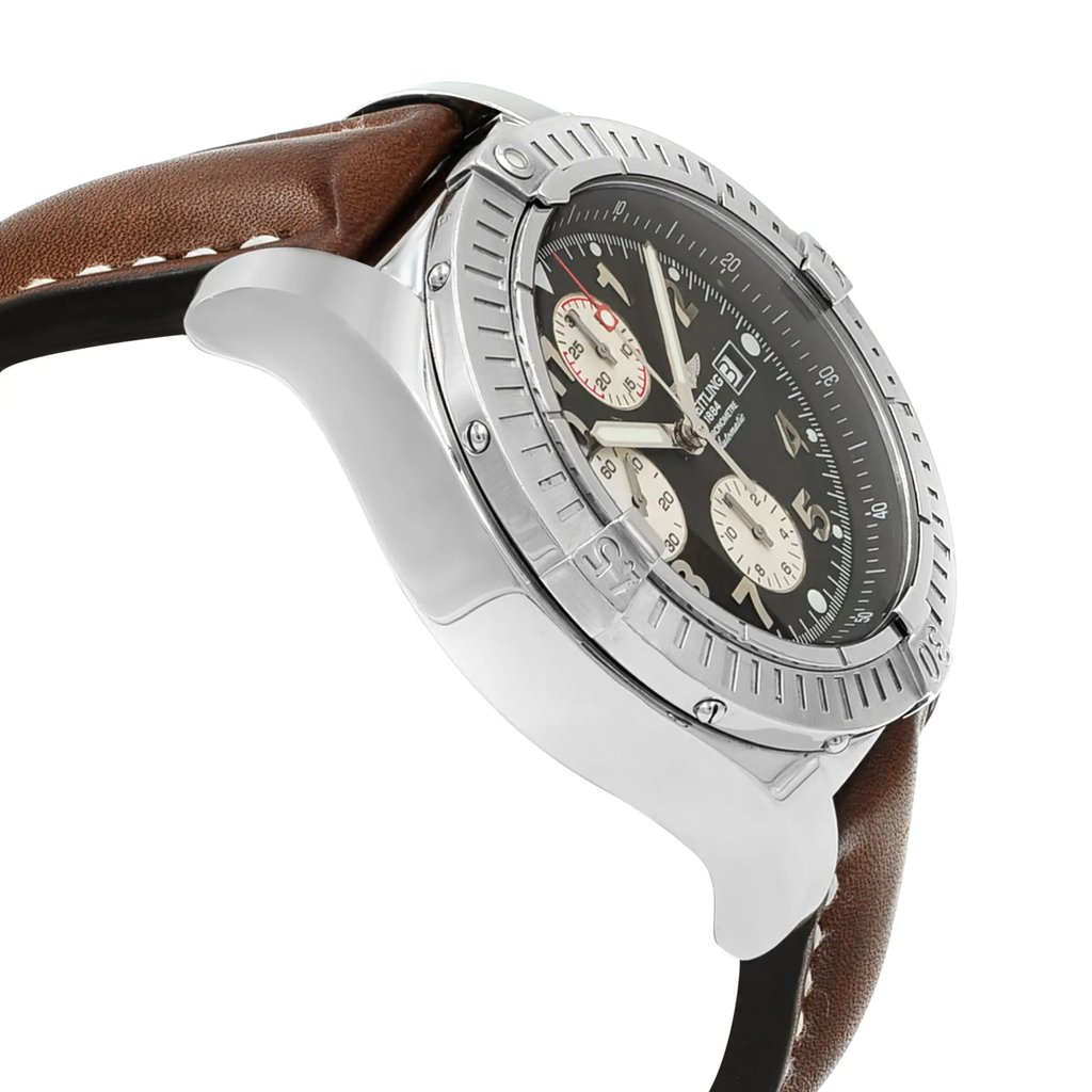 View Of Opposite Crown Facing Side Of Breitling A1337011/B973 Stainless Steel Watch Pre Owned Condition