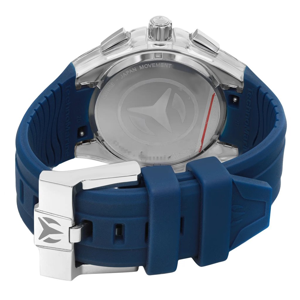 Back View Of Solid Back Case And Closed Silicone,Rubber Band Of TechnoMarine 111004 Watch Display Model Condition