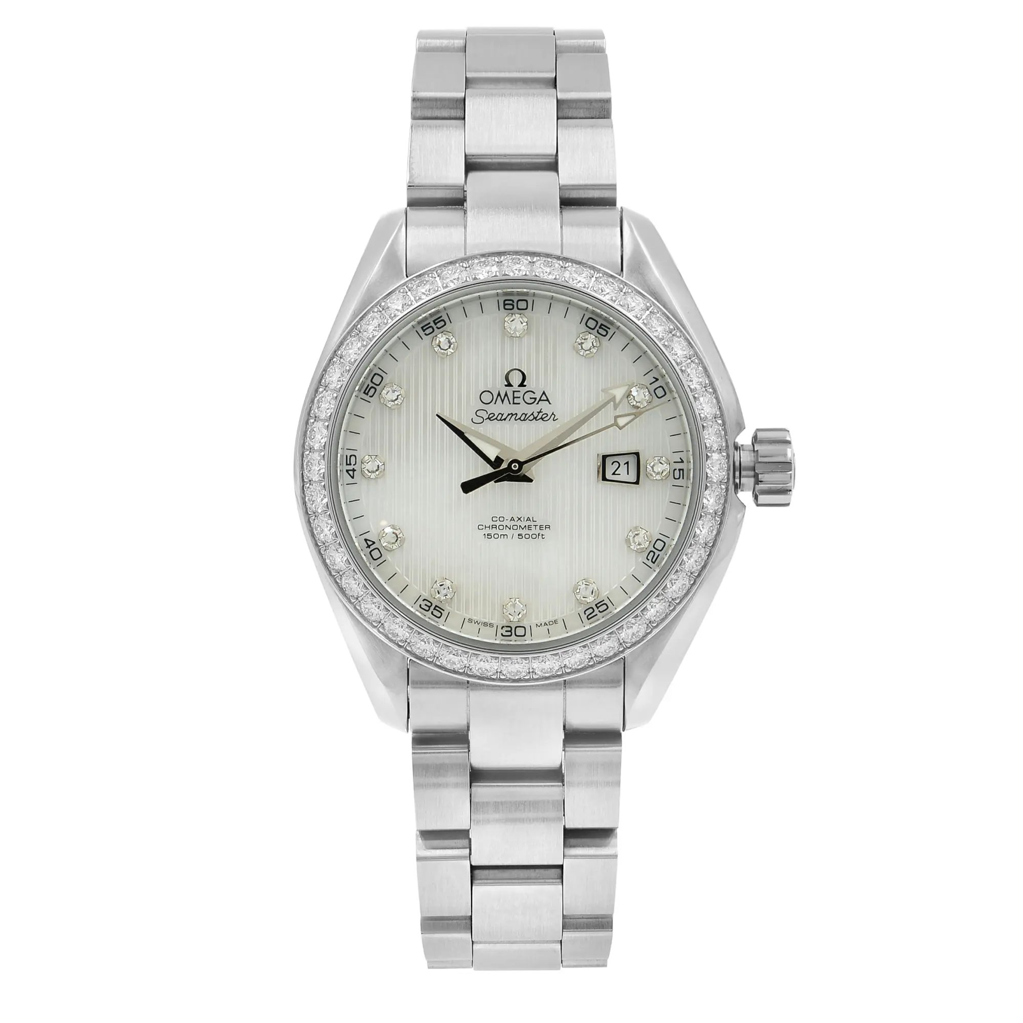 Front Full View Of OMEGA 231.15.34.20.55.001 Stainless Steel Watch Pre Owned Condition Good