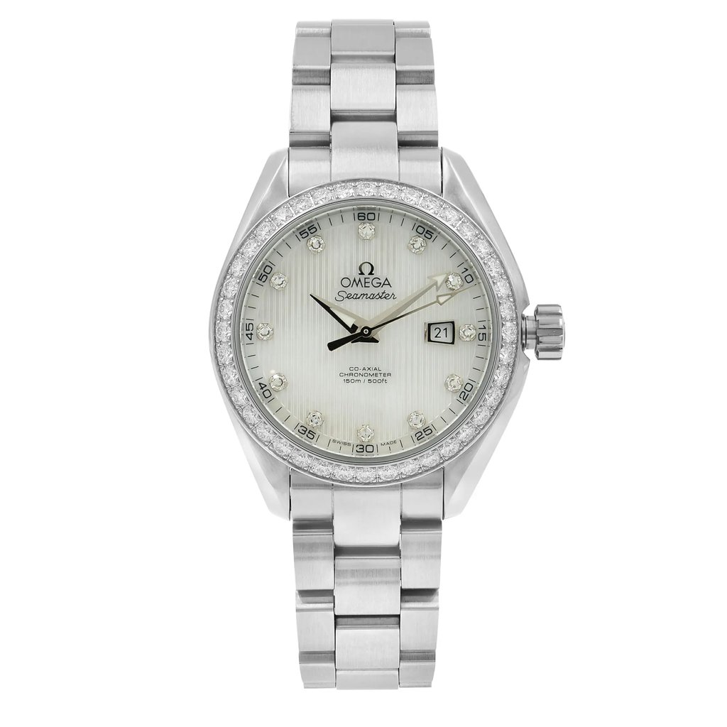 Front Full View Of OMEGA 231.15.34.20.55.001 Stainless Steel Watch Pre Owned Condition Good