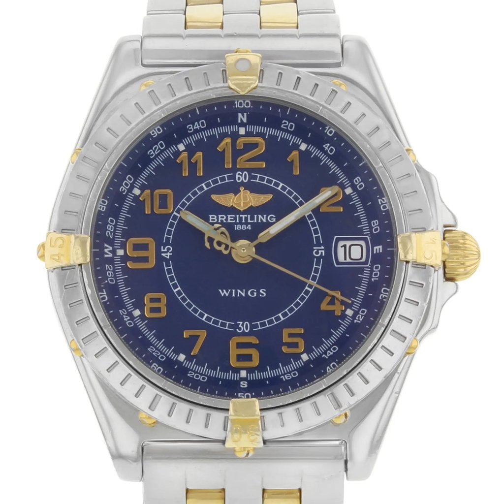 Up Close Front Facing Picture Of Breitling B66050 Stainless Steel Watch Pre Owned Condition