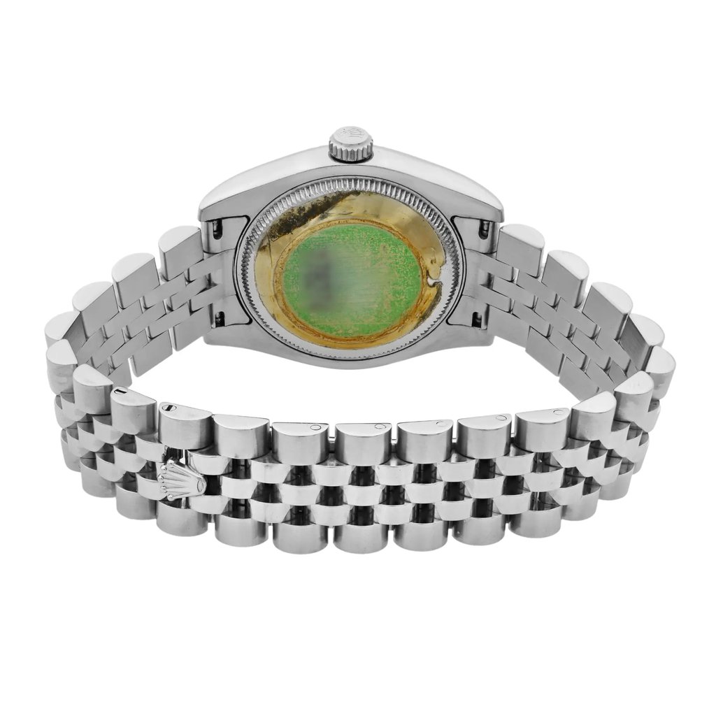 Back View Of {Caseback} Back Case And Closed Stainless Steel Band Of Rolex 178274 Watch Pre Owned Condition