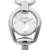 Up Close Front Facing Picture Of Gucci YA139506 Stainless Steel Watch Pre Owned Condition