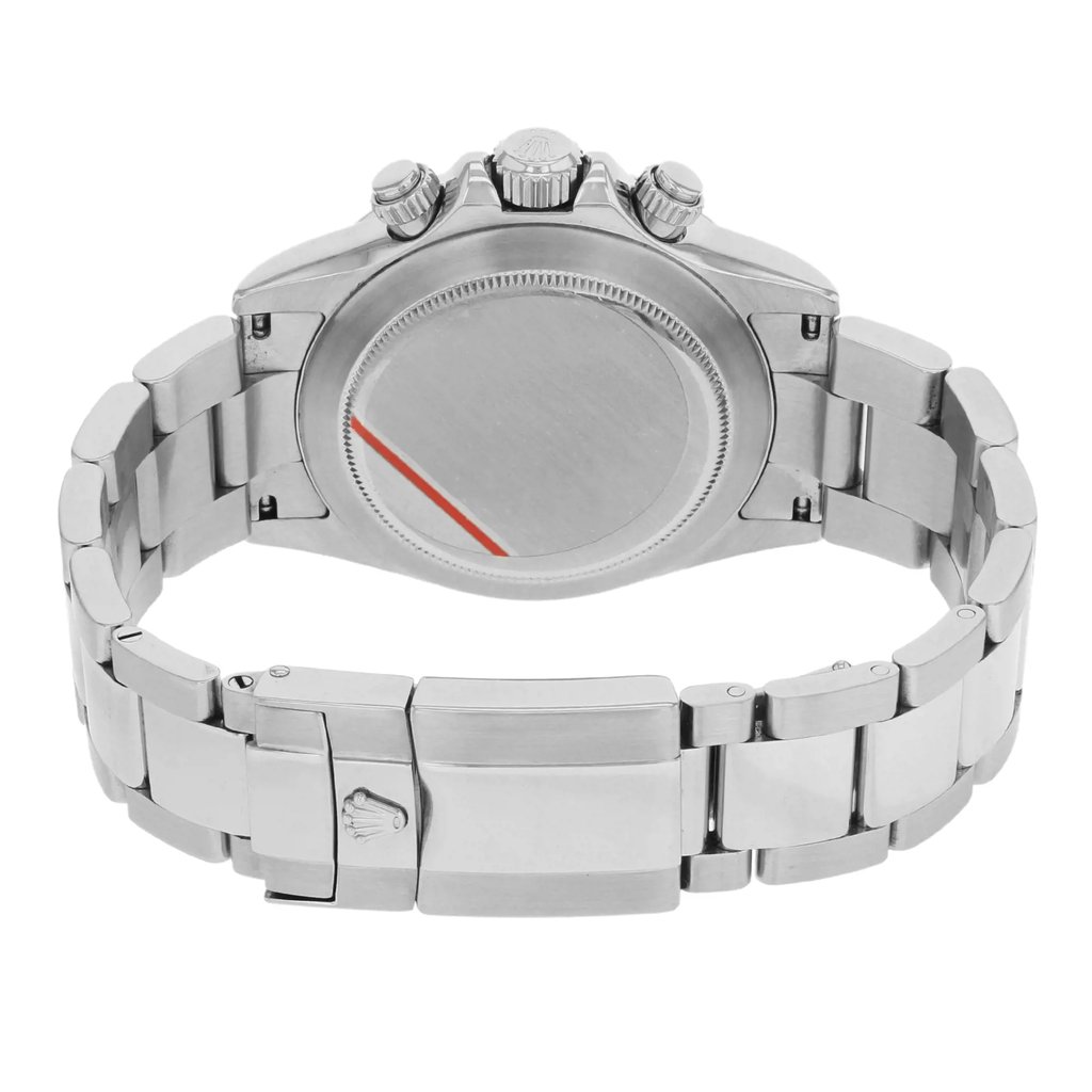 Back View Of Solid Back Case And Closed Stainless Steel Band Of Rolex 116250 Watch Pre Owned Condition