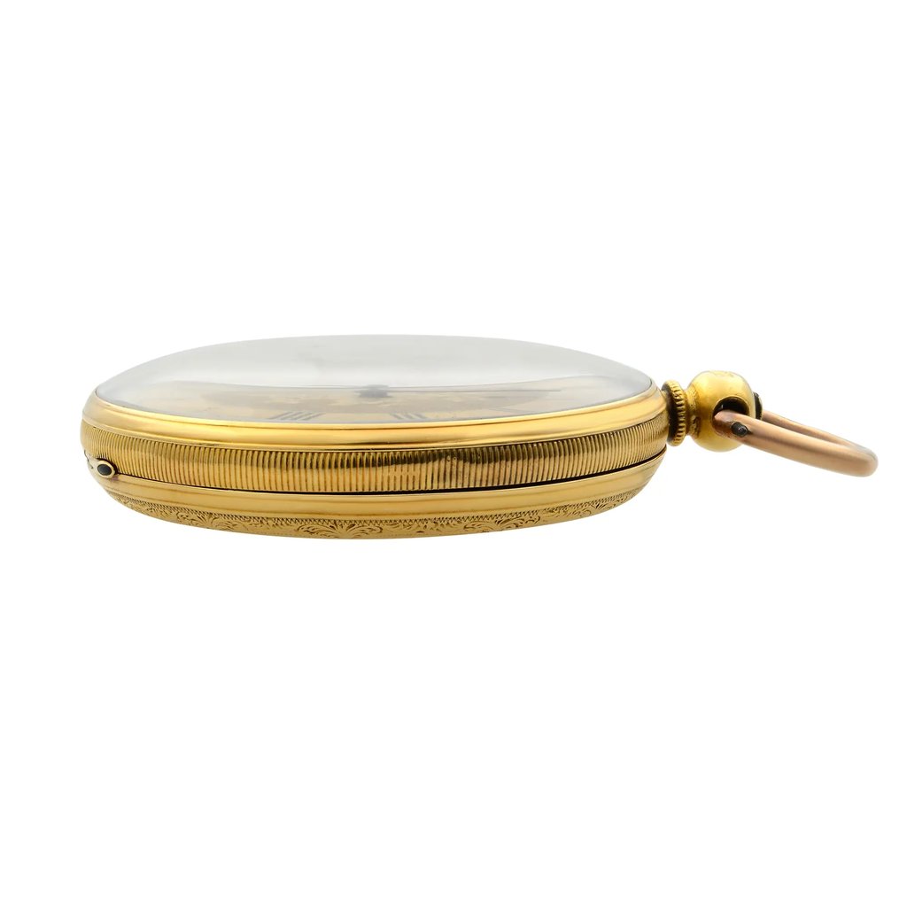View Of Crown Facing Side Of Non-Branded 18556 Gold 18kt Watch Pre Owned Condition
