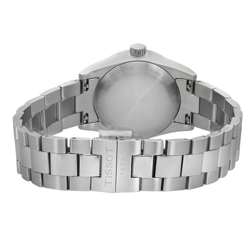 Back View Of Snap Back Case And Closed Stainless Steel Band Of Tissot T132.010.11.331.00 Watch Display Model Condition
