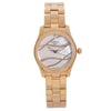 An image of a Wristwatch by Tissot. This Pre Owned item is designed for Women, featuring a Dress/Formal style. It has a Quartz movement and an Analog display with a White dial color. The indices include No Hour Marks. The band is made of Stainless Steel and the case is made of Stainless Steel. The watch has a Round shape with a case size of 30 mm and a case thickness of 9 mm.