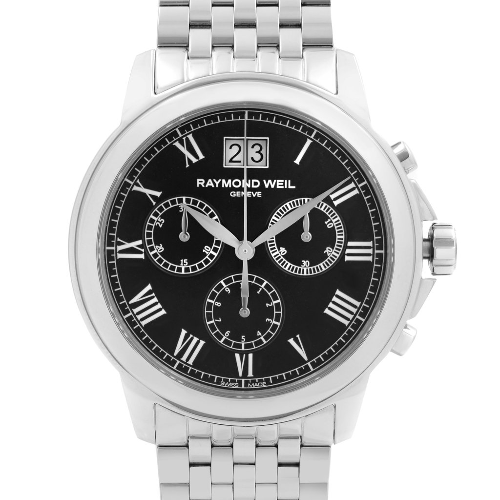 Up Close Front Facing Picture Of RAYMOND WEIL 4476-ST-00200 Stainless Steel Watch Display Model Condition