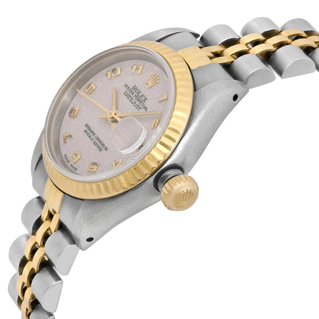 View Of Crown Facing Side Of Rolex 69173 Stainless Steel Watch Pre Owned Condition