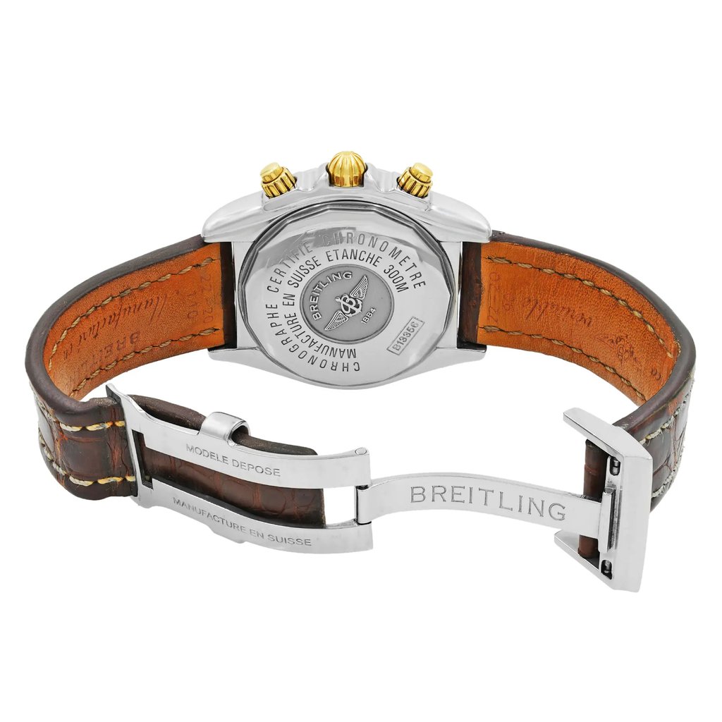 Back View Of {Caseback} Back Case And Open Leather Band Of Breitling B13356 Watch Pre Owned Condition