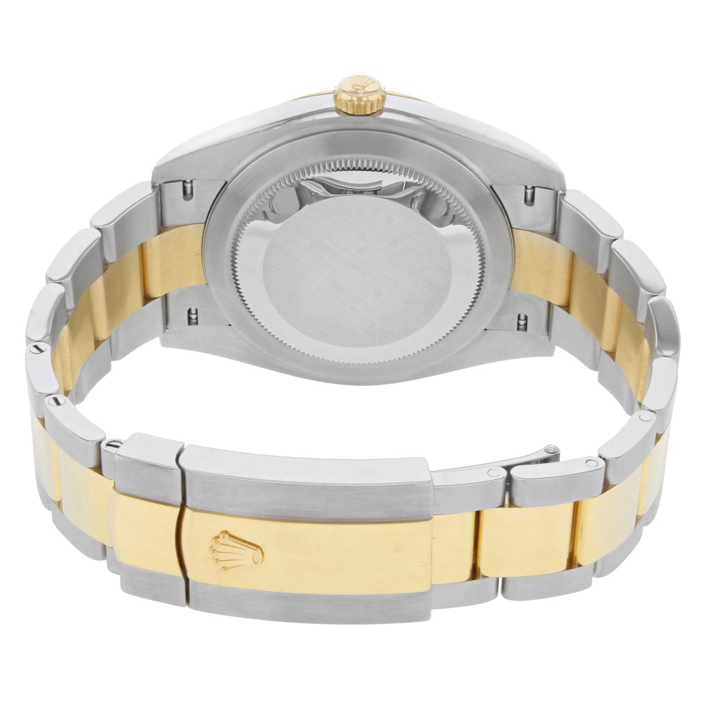Back View Of {Caseback} Back Case And Closed Stainless and Solid Gold Band Of Rolex 126333 Watch Pre Owned Condition