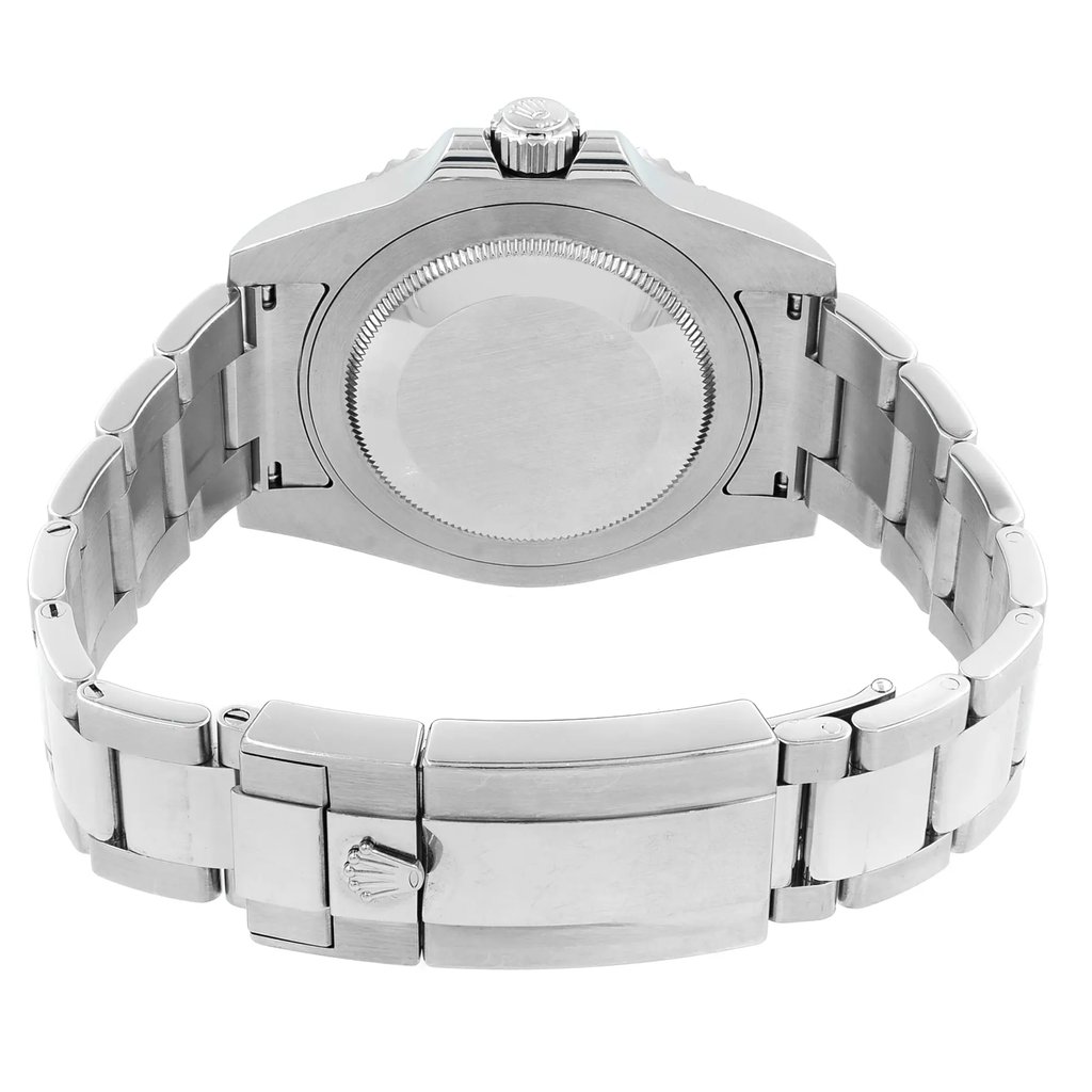 Back View Of Screwback Back Case And Closed Stainless Steel Band Of Rolex 116710BLNR Watch Pre Owned Condition