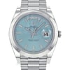 Up Close Front Facing Picture Of Rolex 228206IBLSP Platinum Watch Pre Owned Condition