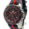 An image of a Wristwatch by Luminox. This Pre Owned item is designed for Men, featuring a Casual,Diver style. It has a Quartz movement and an Analog display with a Black dial color. The indices include 12-Hour Dial,Arabic Numerals,Easy to Read/Large Numerals. The band is made of Nylon and the case is made of Stainless Steel. The watch has a Round shape with a case size of 44 mm and a case thickness of 14 mm.