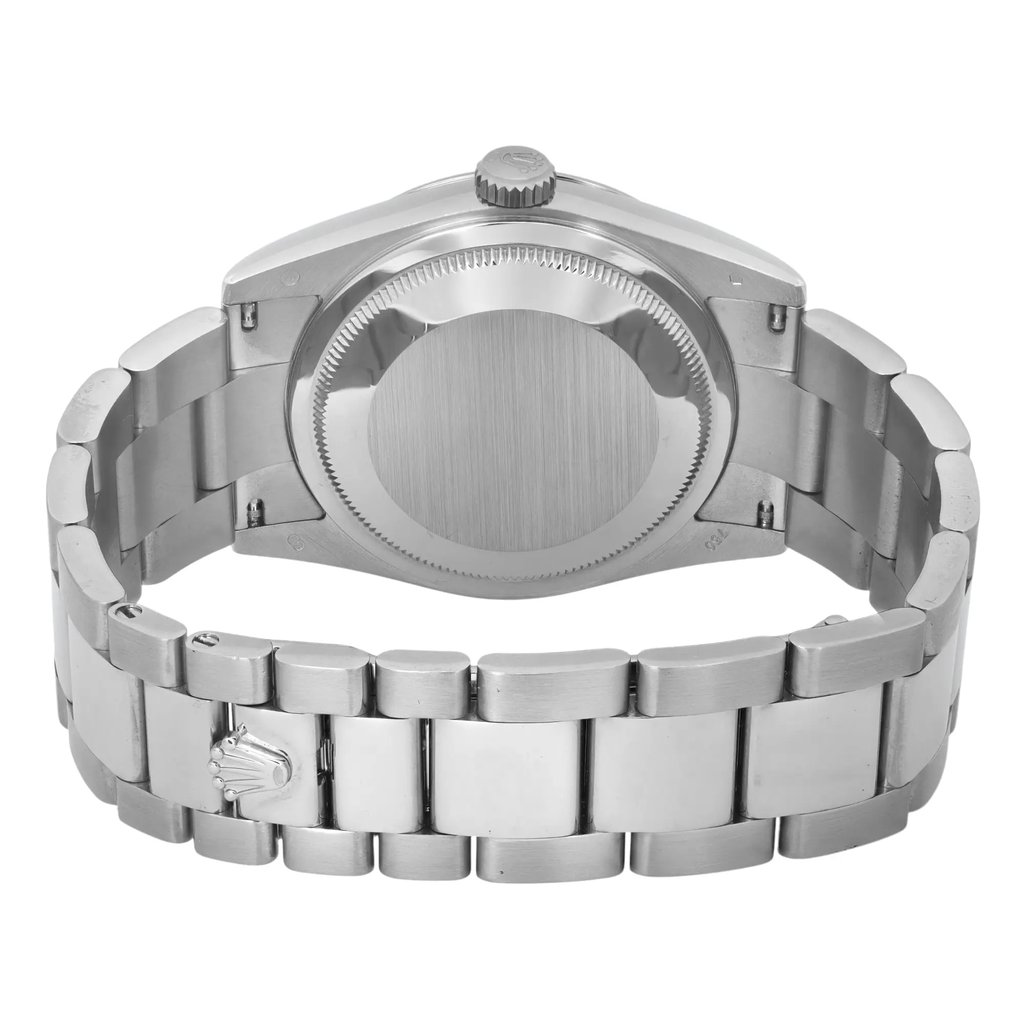 Back View Of {Caseback} Back Case And Closed White Gold Band Of Rolex 118209 Watch Pre Owned Condition