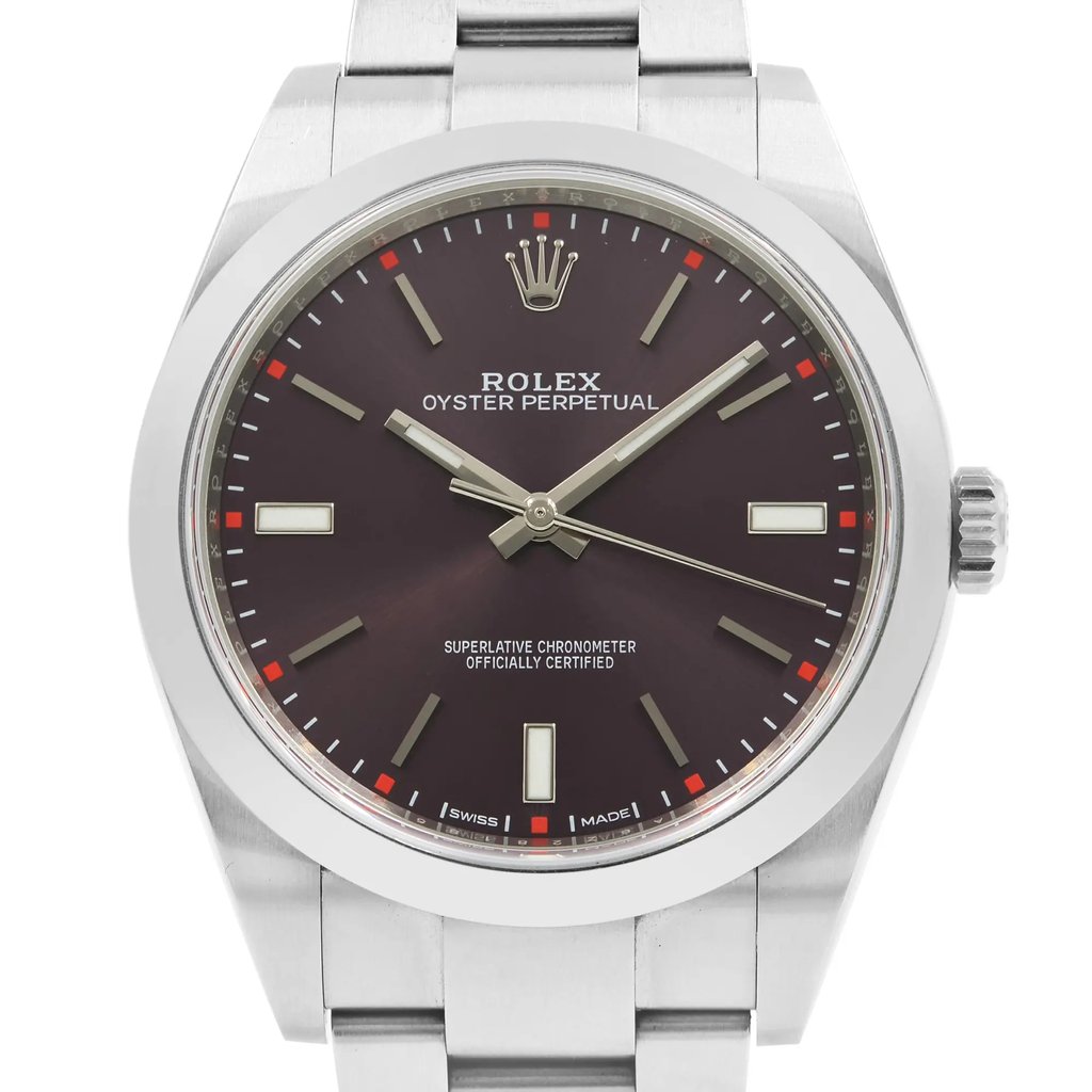 Up Close Front Facing Picture Of Rolex 114300 Stainless Steel Watch Pre Owned Condition