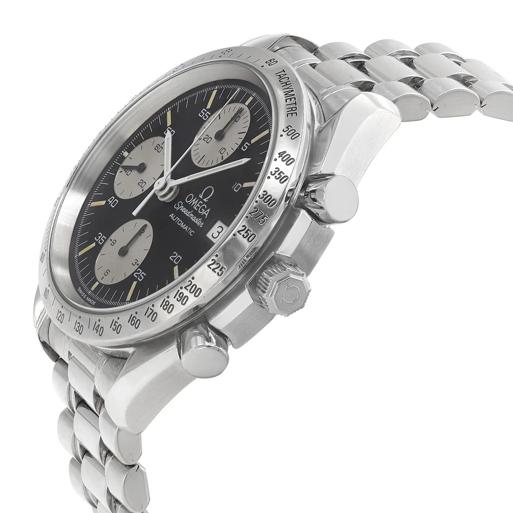 View Of Crown Facing Side Of Omega 3511.50.00 Stainless Steel Watch Pre Owned Condition