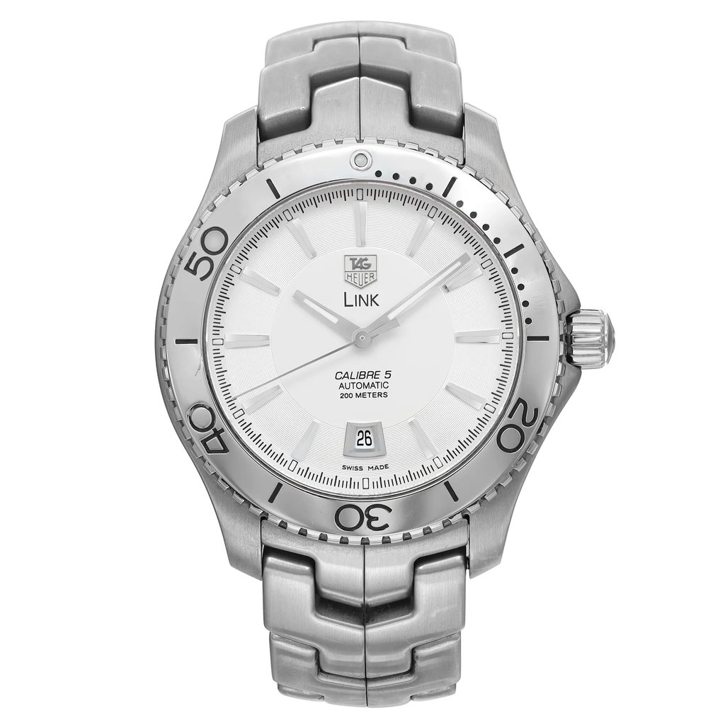 Front Full View Of TAG Heuer WJ201B.BA0591 Stainless Steel Watch Pre Owned Condition Good