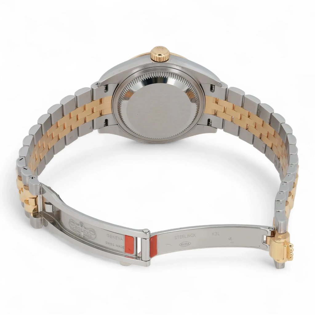 Back View Of Solid Back Case And Open Stainless Steel,Yellow Gold Band Of Rolex 279173 chij Watch Pre Owned Condition