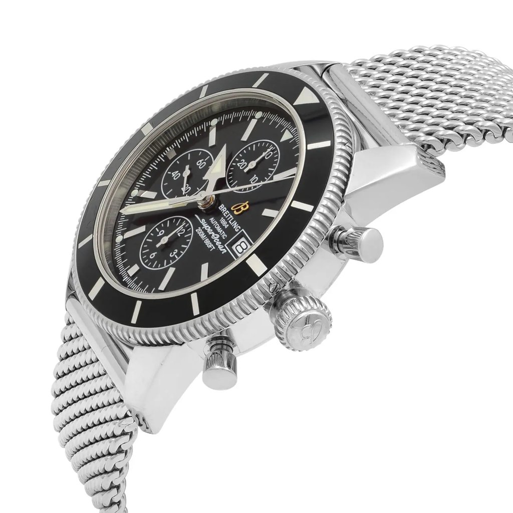 View Of Opposite Crown Facing Side Of Breitling A1332024-B908-144A Stainless Steel Watch Pre Owned Condition