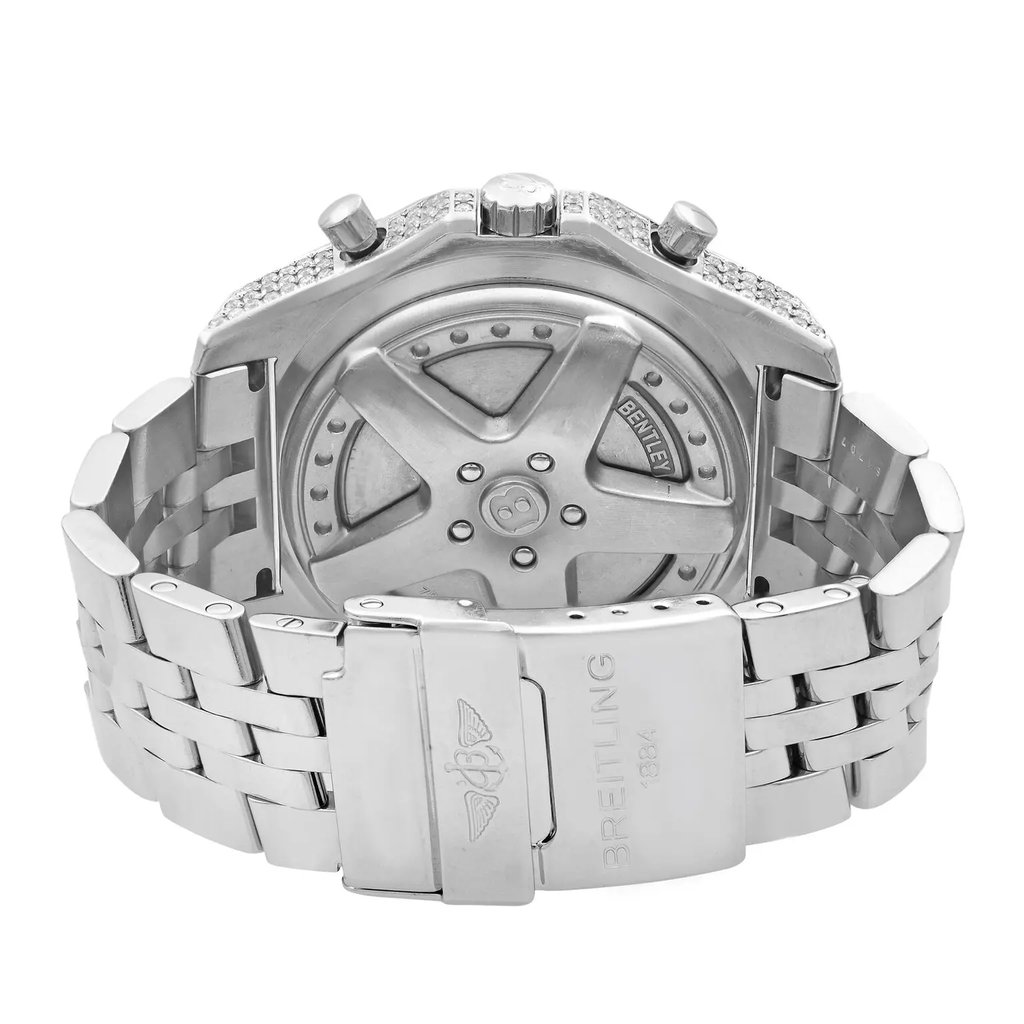Back View Of {Caseback} Back Case And Closed Stainless Steel Band Of Breitling A44362 Watch Pre Owned Condition