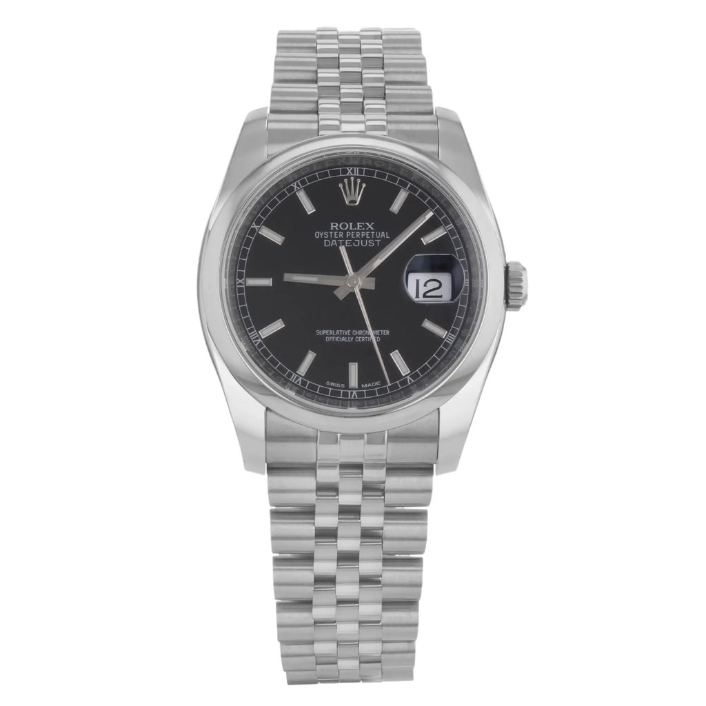 Front Full View Of Rolex 116200 bksj Stainless Steel Watch Pre Owned Condition {Product Condition}