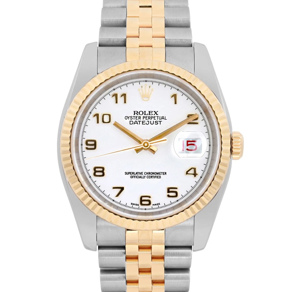 Up Close Front Facing Picture Of Rolex 116233 Stainless Steel Watch Pre Owned Condition