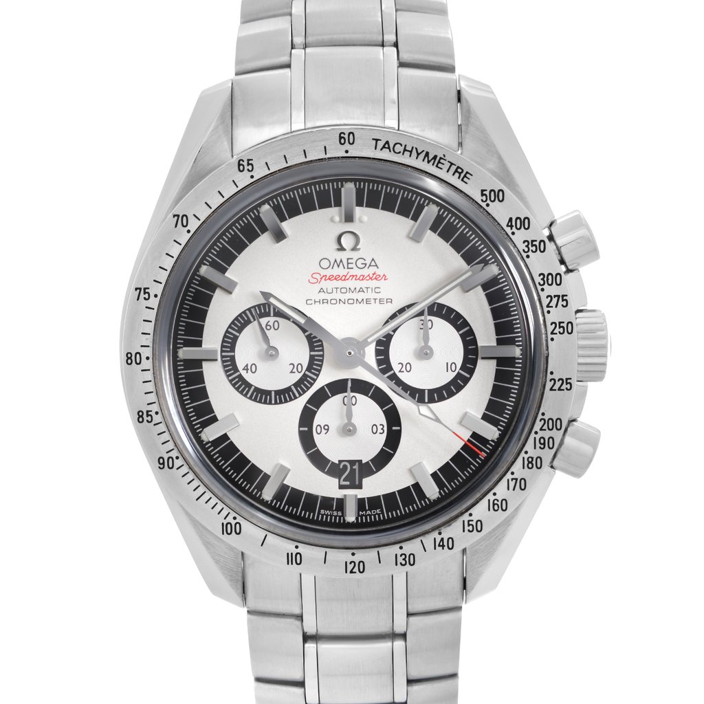 Up Close Front Facing Picture Of OMEGA 3506.31.00 Stainless Steel Watch Pre Owned Condition