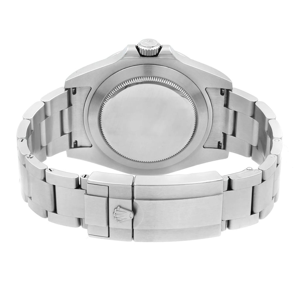 Back View Of Solid Back Case And Closed Stainless Steel Band Of Rolex 216570 Watch Pre Owned Condition
