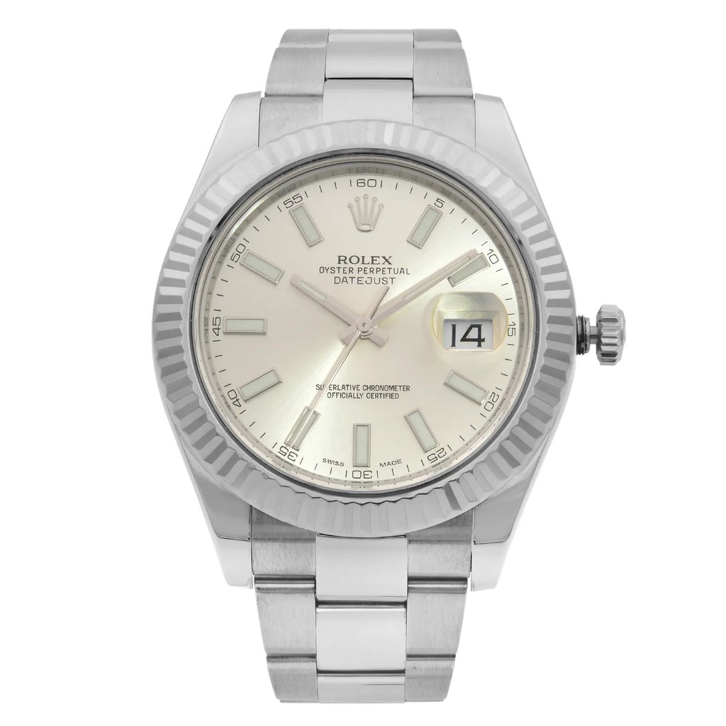 Front Full View Of Rolex 116334 Stainless Steel Watch Pre Owned Condition Excellent