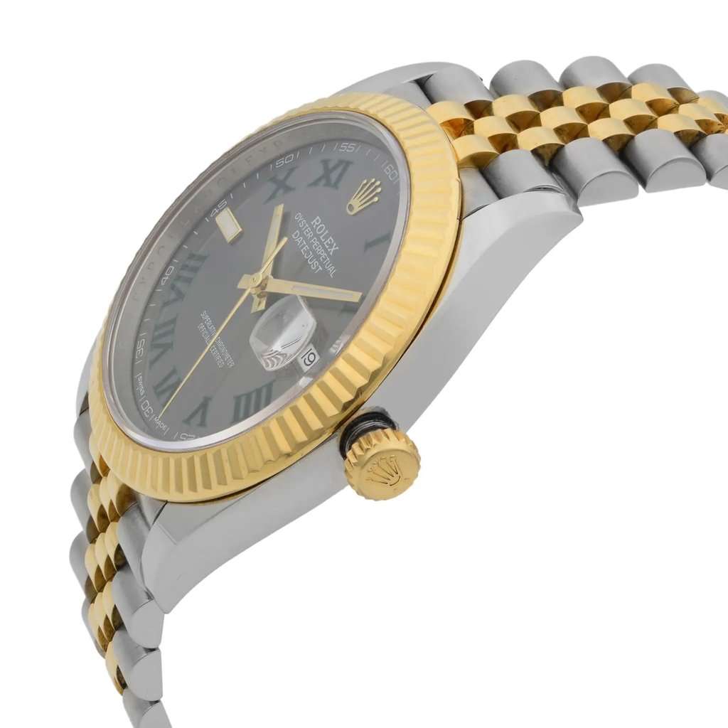 View Of Crown Facing Side Of Rolex 126333GYRJ Stainless Steel Watch Pre Owned Condition