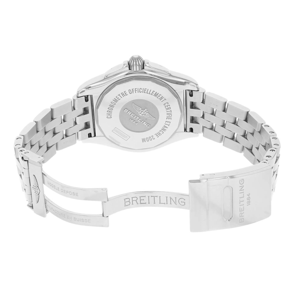 Back View Of {Caseback} Back Case And Open Stainless Steel Band Of Breitling A45320B9/C902-375A Watch Pre Owned Condition