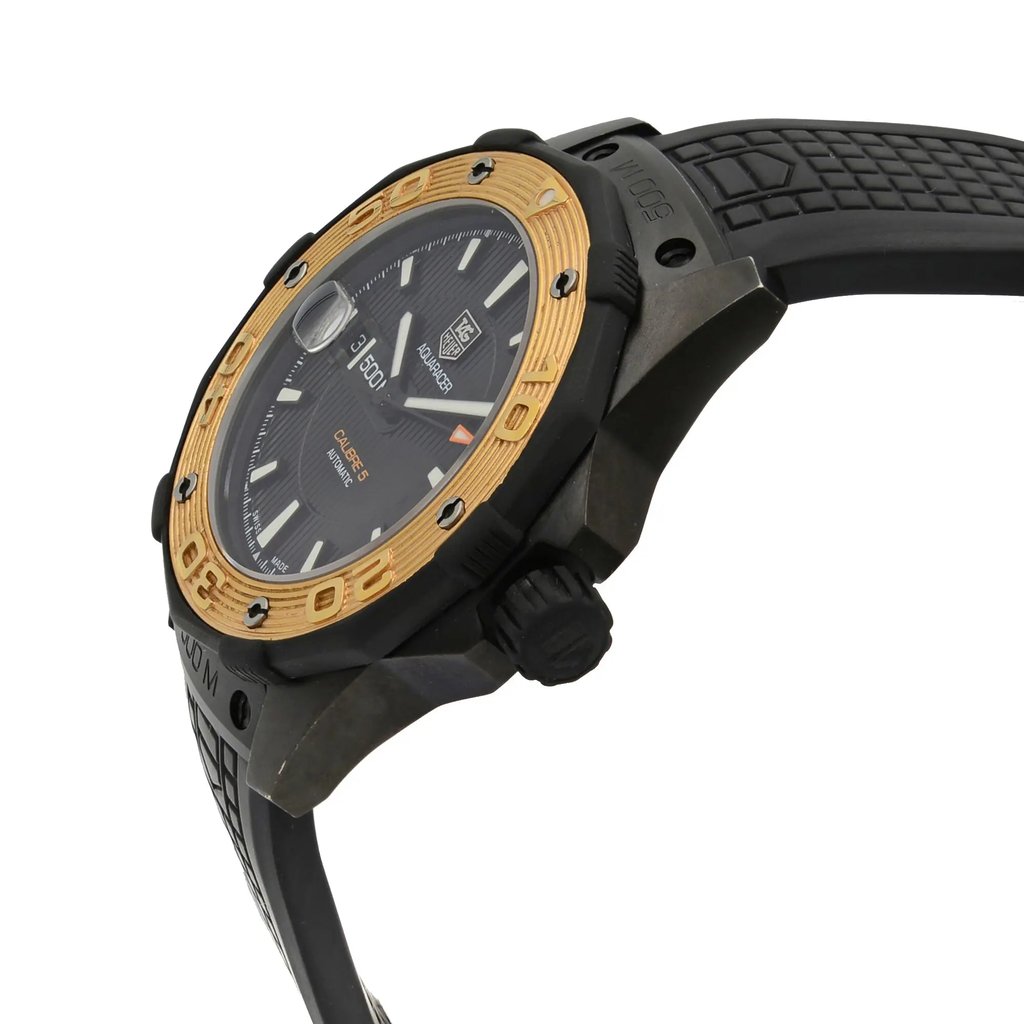 View Of Crown Facing Side Of TAG Heuer WAJ2182.FT6015 Titanium Watch Pre Owned Condition