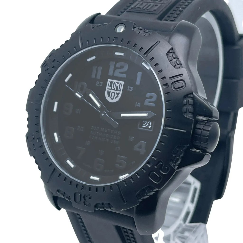 View Of Crown Facing Side Of Luminox 4221.BO.NSF Stainless Steel Watch Unworn Condition