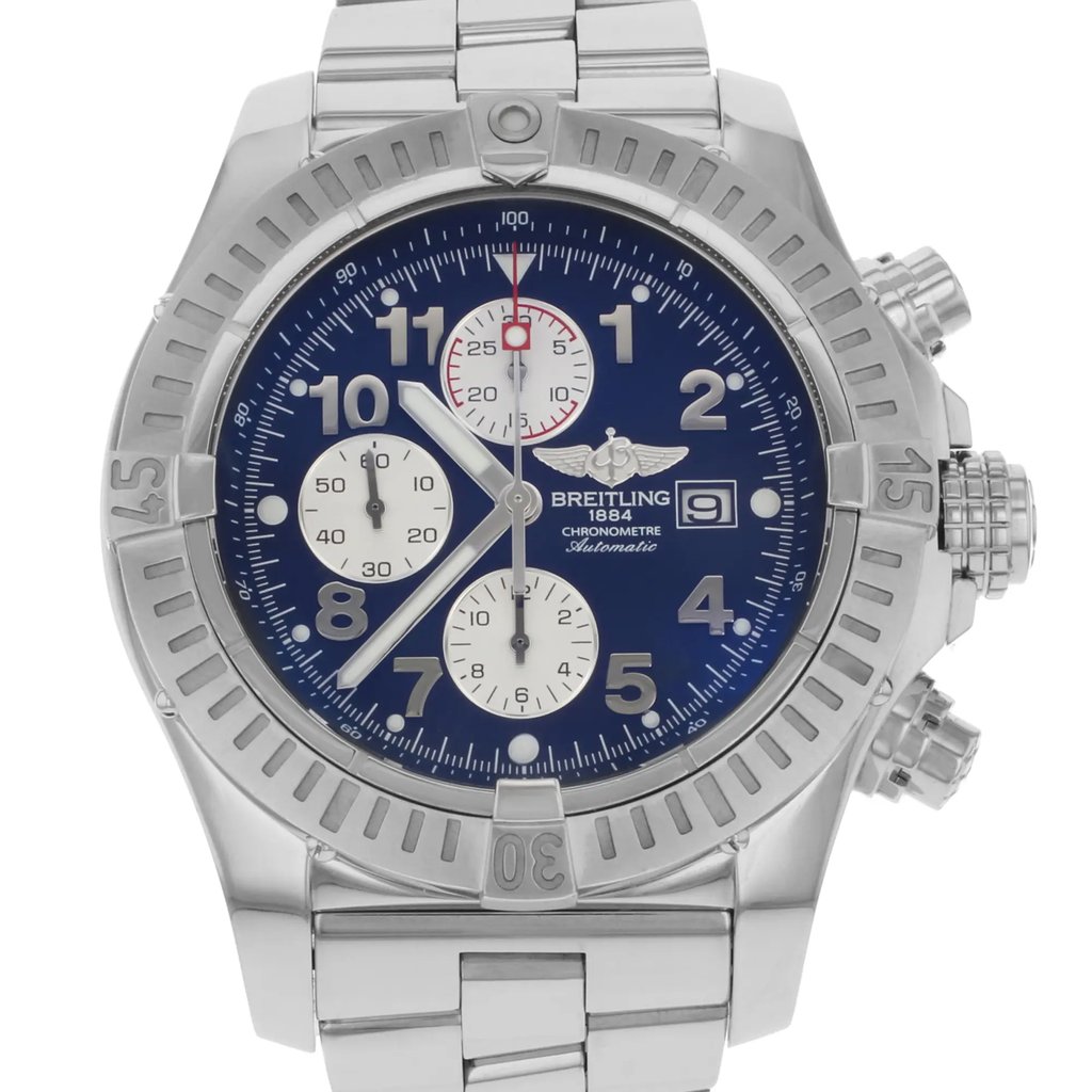 Up Close Front Facing Picture Of Breitling A1337011/C792-135A Stainless Steel Watch Pre Owned Condition